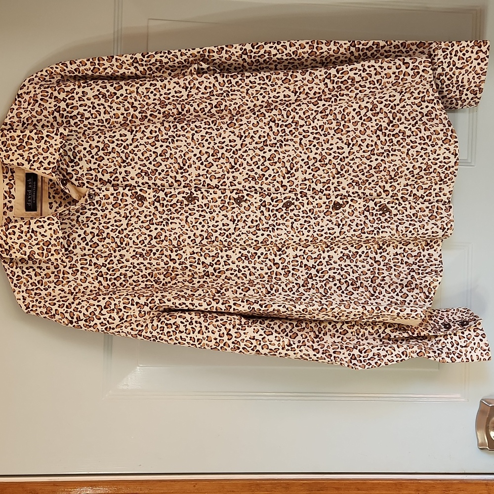 Leopard Print Women's Blouse, Sz M